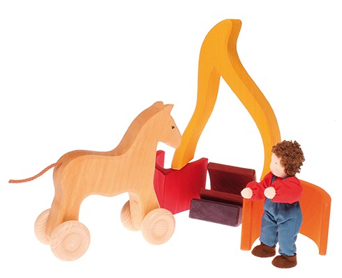 Grimm's Ogień 5-elementowy - Klocki Drewniane 1+