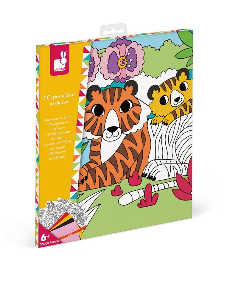 Janod Zestaw Kreatywny Aksamitne Karty Tropikalna Dżungla 6+