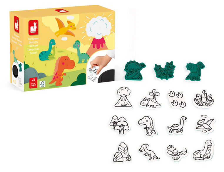 Janod Zestaw Kreatywny Stempelki Dinozaury 18m+