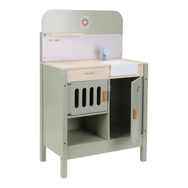 Little Dutch – Drewniany gabinet weterynarza FSC – zestaw do zabawy w opiekę nad zwierzętami 3+