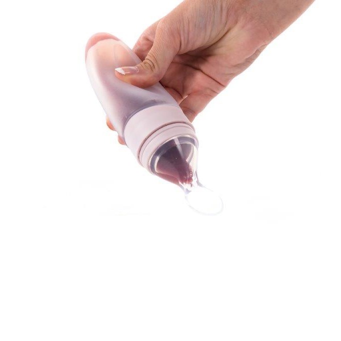 BO JUNGLE Pojemnik silikonowy z łyżeczką - Różowy 3m+