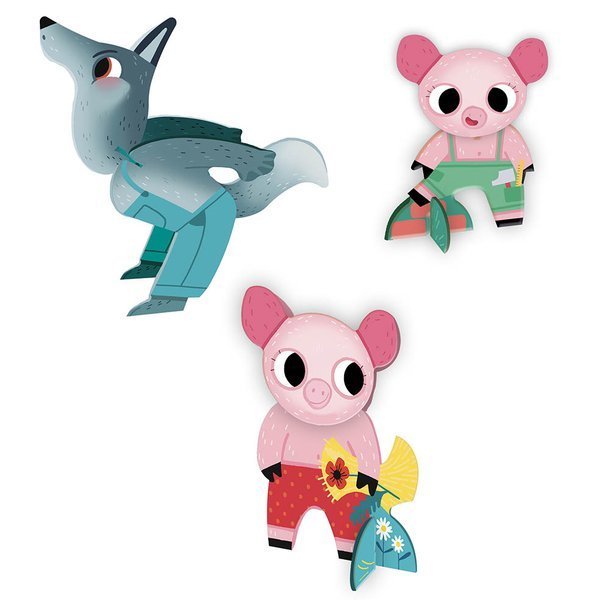 Auzou, Puzzle 3 Świnki z przestrzennymi zwierzątkami