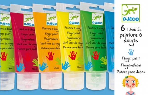 Djeco Farby do Malowania Palcami 6x75ml 18m+