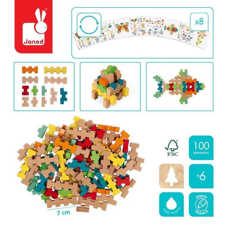 Janod Klocki Konstrukcyjne 100el 6+