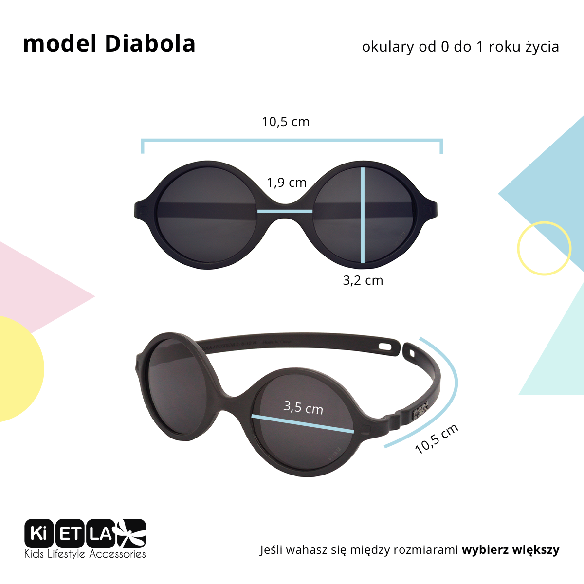 KiETLA Okulary Przeciwsłoneczne Diabola 0-1 BLACK