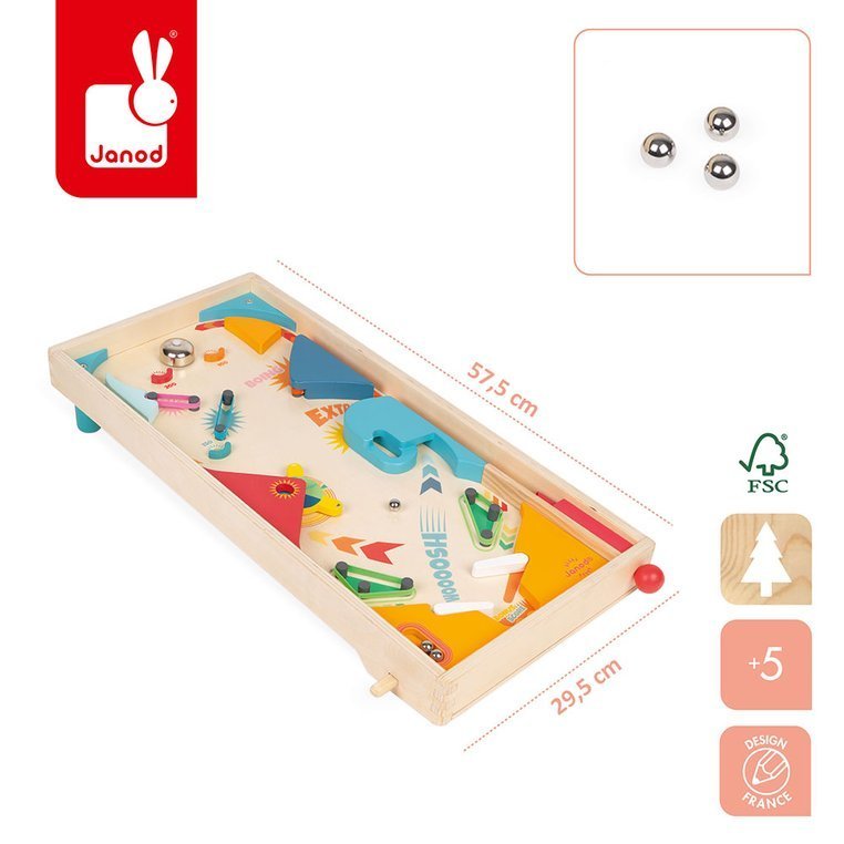 Janod Gra zręcznościowa Pinball 5+