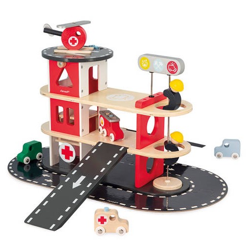 Janod Remiza Strażacka z Akcesoriami Bolid 2+