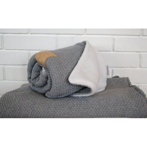 Effii Duży Wełniany Koc 75x110cm Szary/Biały 0+