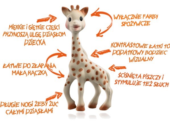 Żyrafa Sophie Gryzak Naturalna Guma 0+