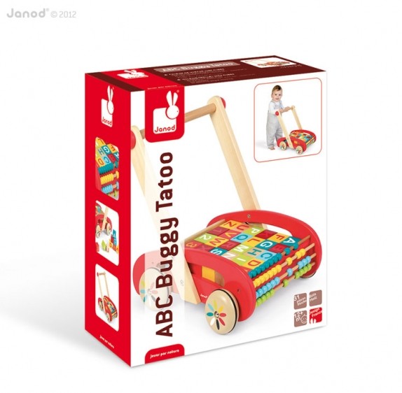 Janod Wózek z Klockami Alfabet i Liczydło 18m+