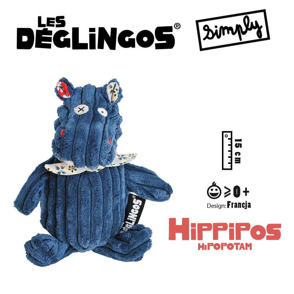Les Deglingos Hipopotam Hippipos Przytulanka 15cm 0+