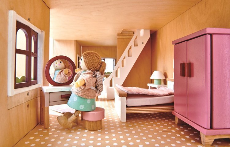 Tender Leaf Toys Sypialnia do domku dla lalek 17 elementów