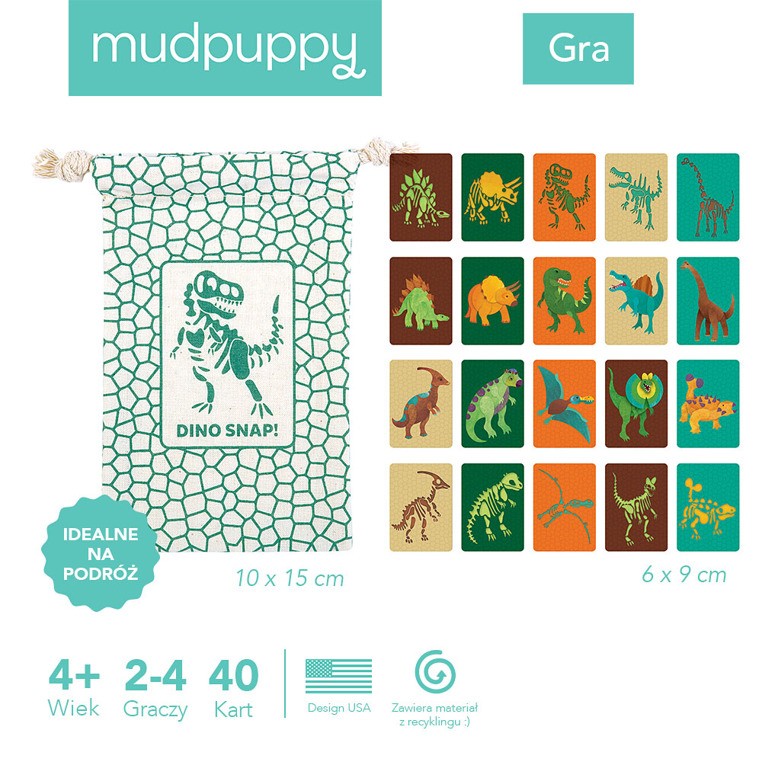 Mudpuppy Gra karciana Dino kłap! 4+ podróżne opakowanie