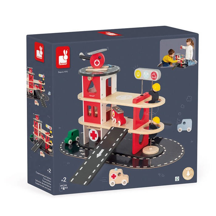 Janod Remiza Strażacka z Akcesoriami Bolid 2+