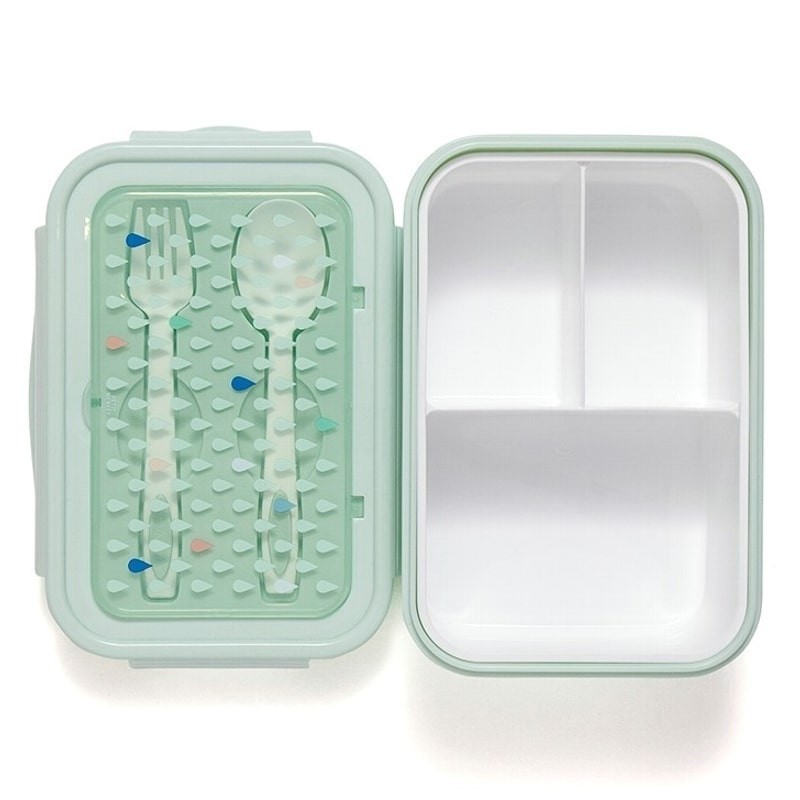 Petit Monkey, Śniadaniówka Lunchbox BENTO ze sztućcami Krople mięty