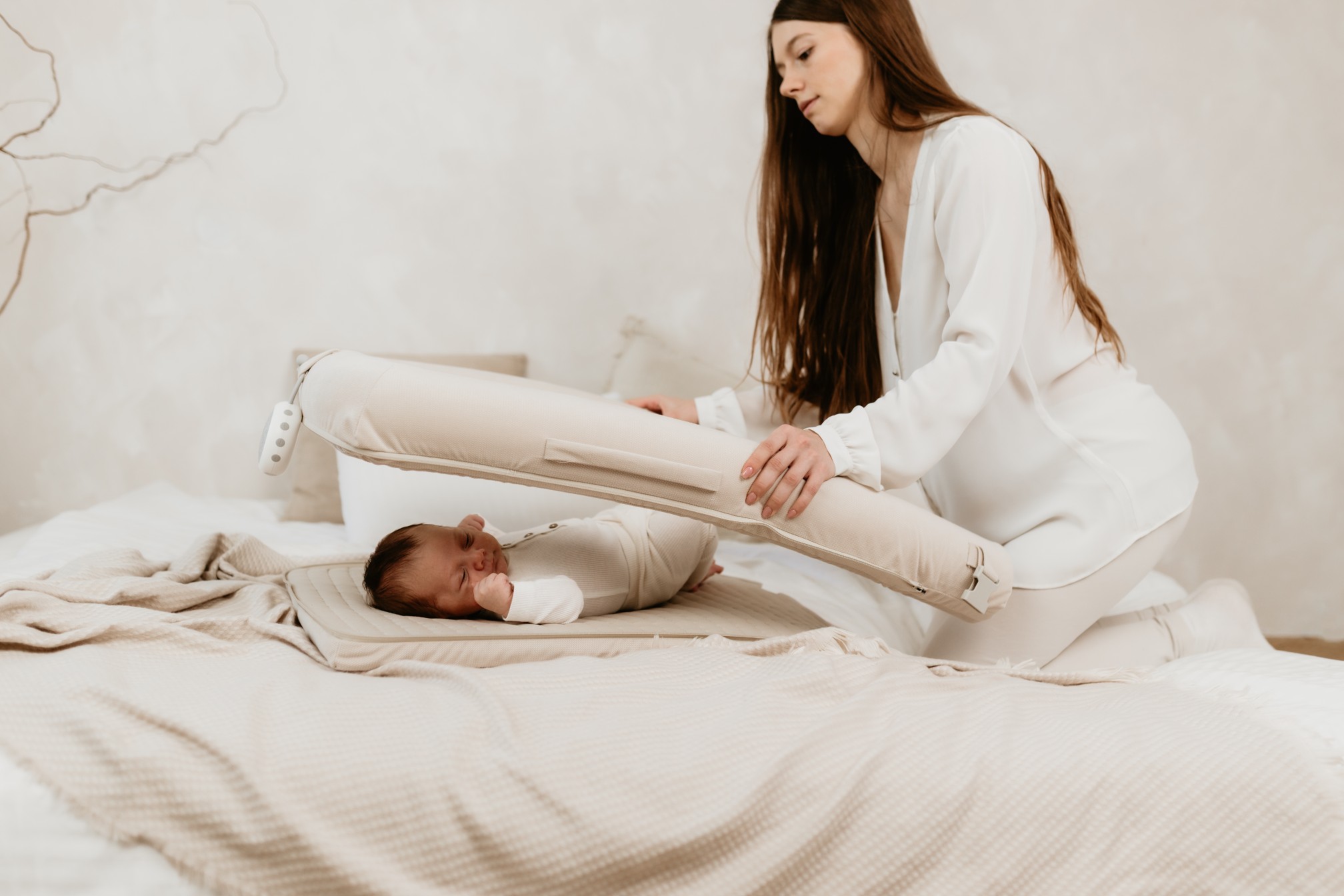 Sleepee Gniazdko Niemowlęce Modularne 2w1 Odpinane Boki Beżowe