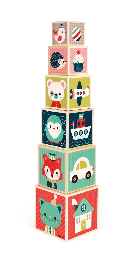 Janod Piramida Wieża Drewniana Baby Forest 12m+