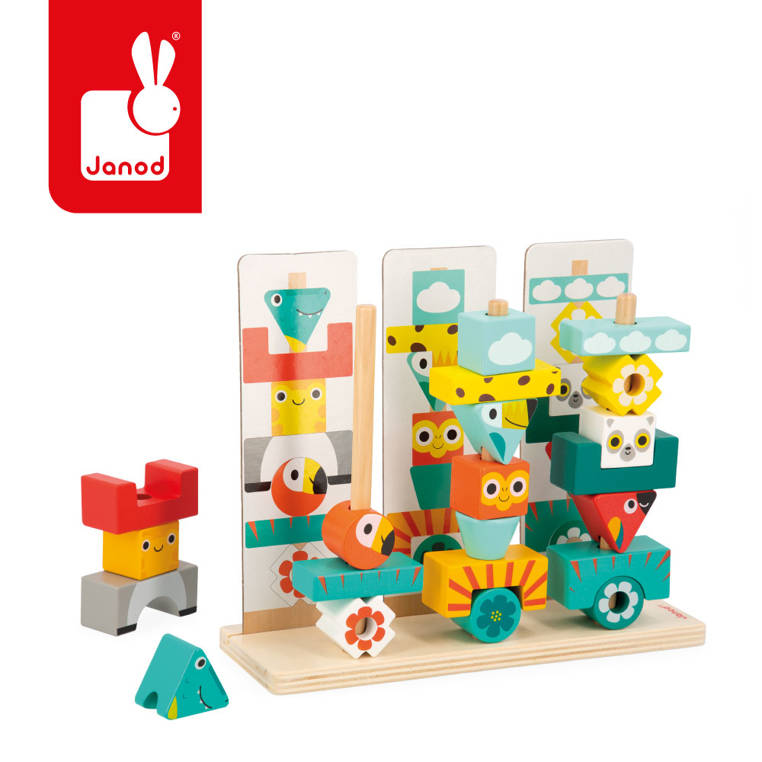 Janod Układanka Drewniana Piramida Totemy Tropik 3+