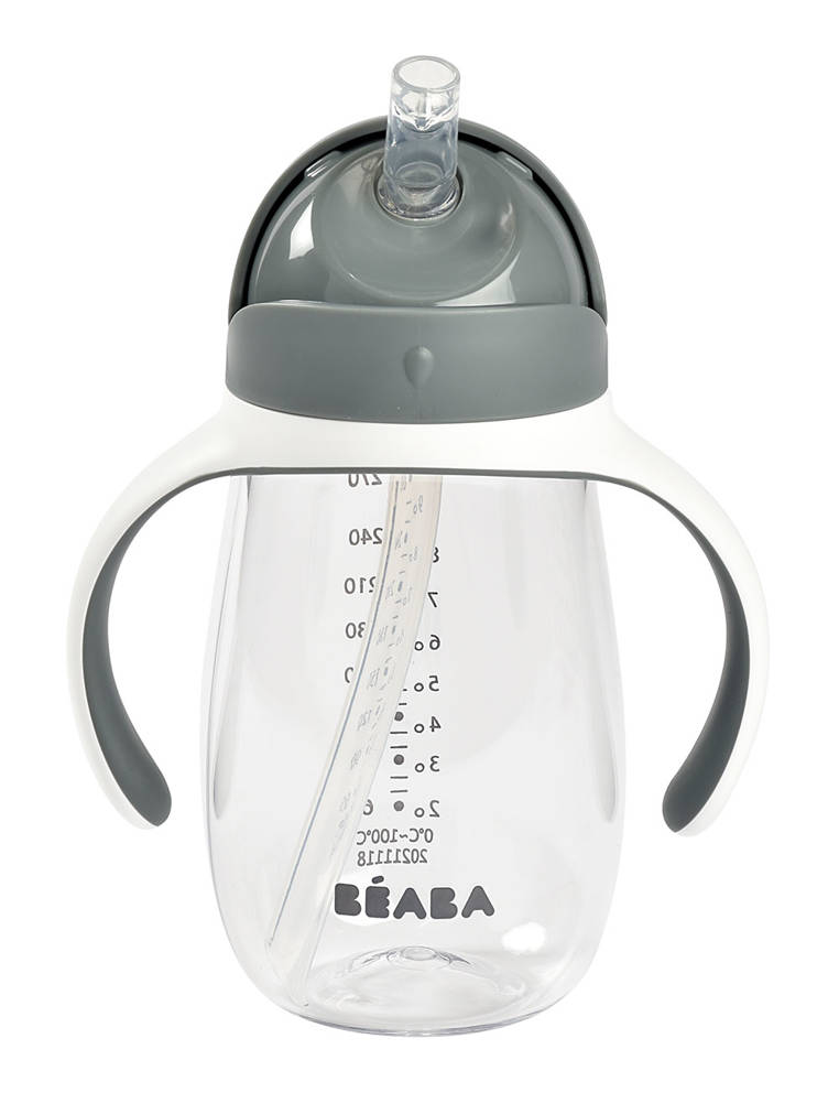 Beaba Kubek Niekapek ze Słomką 300ml Mineral Grey 8m+