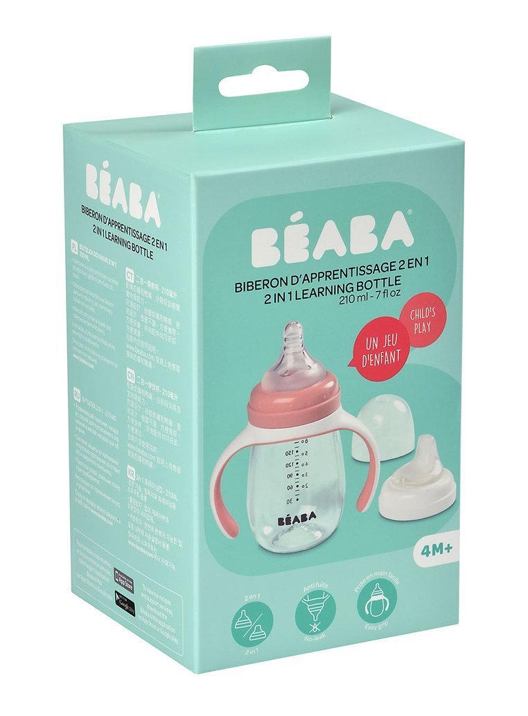 Beaba Butelka treningowa 2w1 Tritan 210 ml old pink 6m+