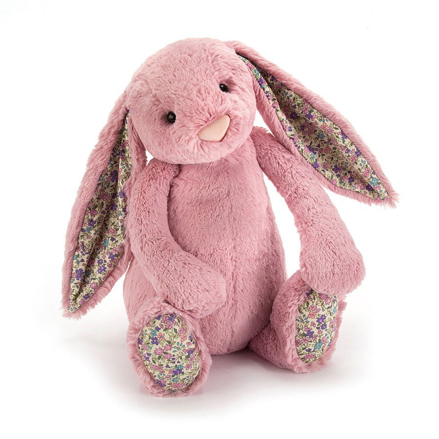 Jellycat,  Królik pudrowy róż z uszami w kwiatki 31cm