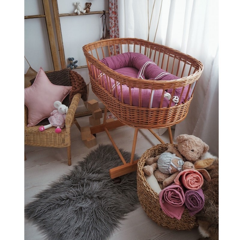 Hi Little One Kosz Mojżesza Wiklinowy Organic ze stelażem