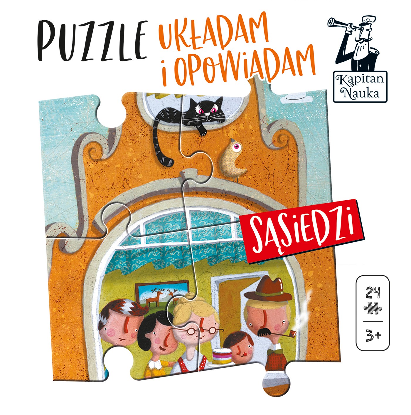 Kapitan Nauka Puzzle Sąsiedzi - Układam i opowiadam 24el 3+