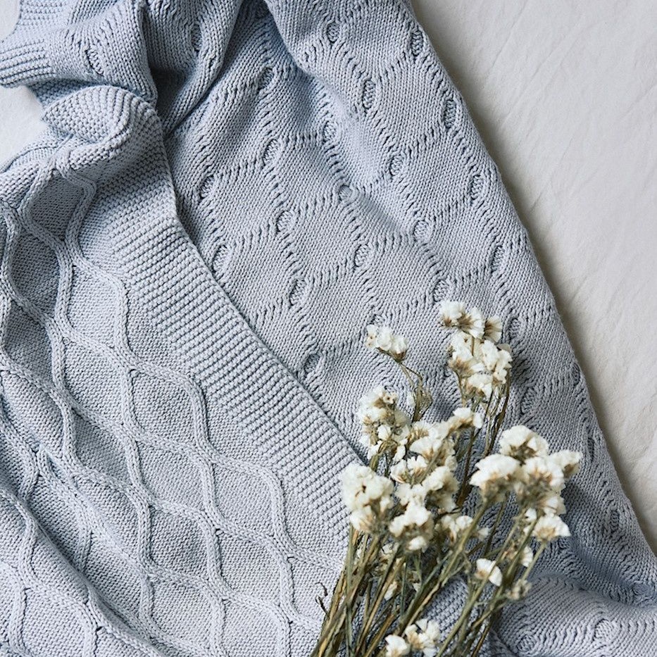 Poofi Kocyk Tkany Dwa Splot Jasny Szary 0+