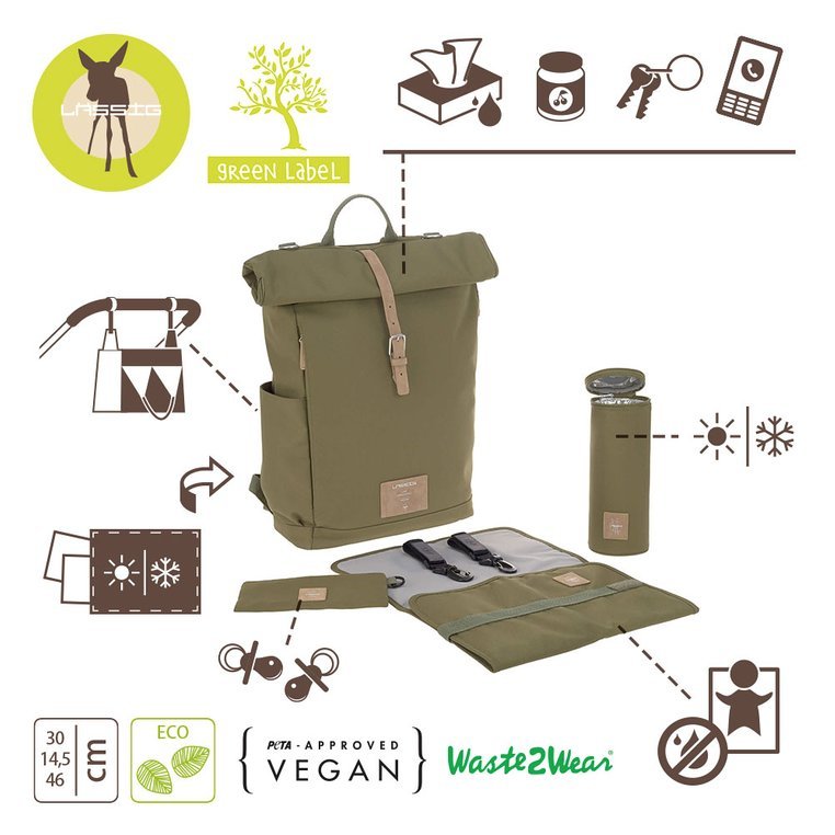 Lassig Green Label Plecak Rolltop Olive dla Mamy