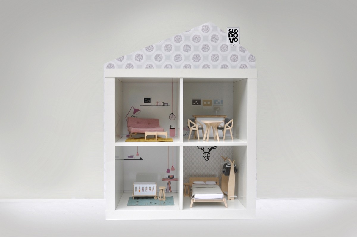 Naklejka ścienna domek dla lalek - romby 1+