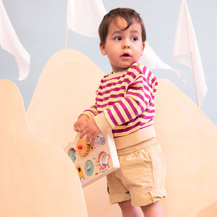 Lilliputiens, Drewniana tablica manipulacyjna walizka Pojazdy