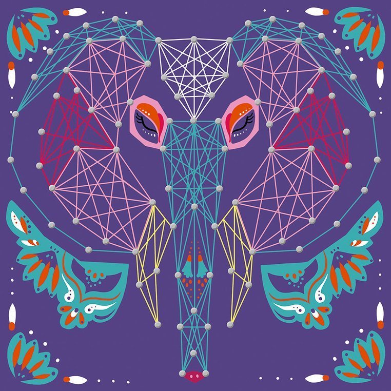 Janod Zestaw Kreatywny Przeplatanka 3D String Art Zwierzęta 8+