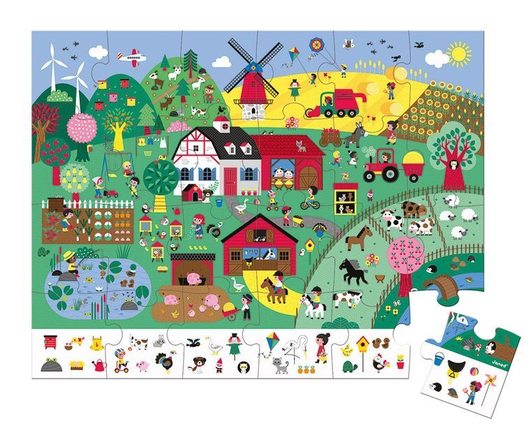 Janod Puzzle Obserwacyjne Farma 24 el. 3+