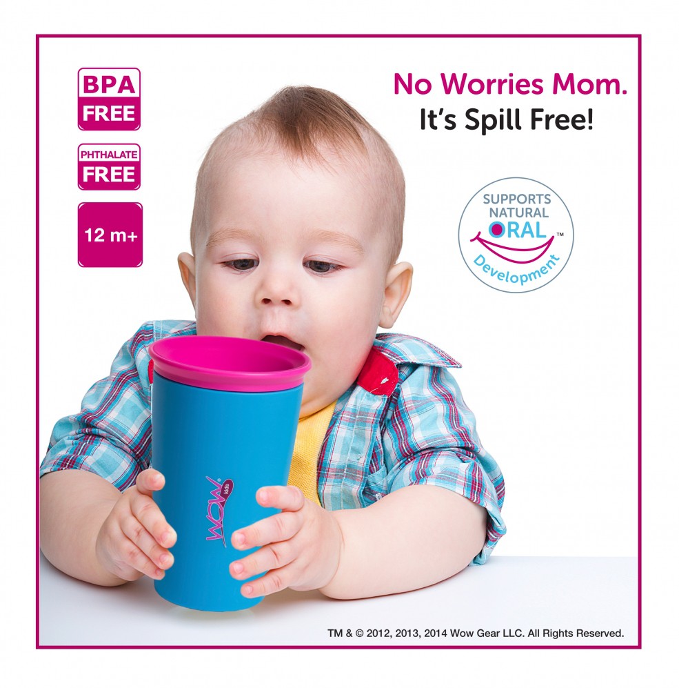 WOW Kids Kubek Niekapek 360° Różowy 12m+