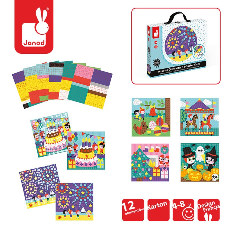 Janod Karty z naklejkami Uroczystości rodzinne 3+
