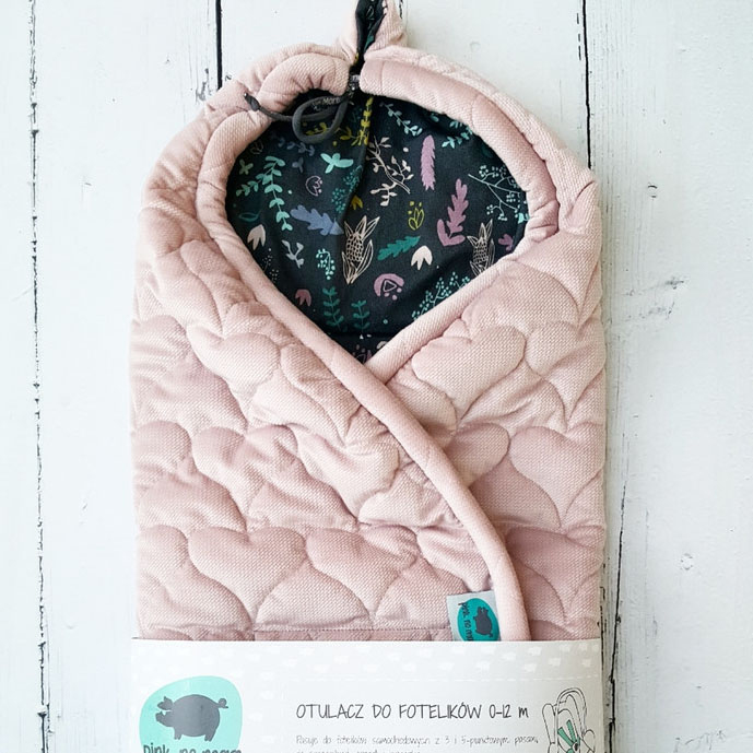 Otulacz do fotelika Pink No More Pudrowy Róż Botanic