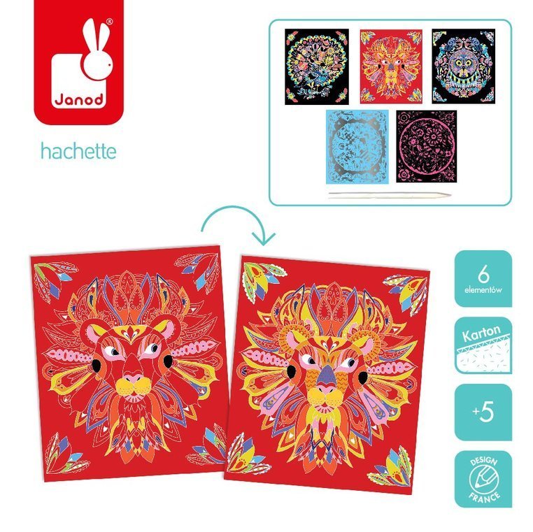 Janod Zestaw Kreatywny Zwierzęce Mandale 7+