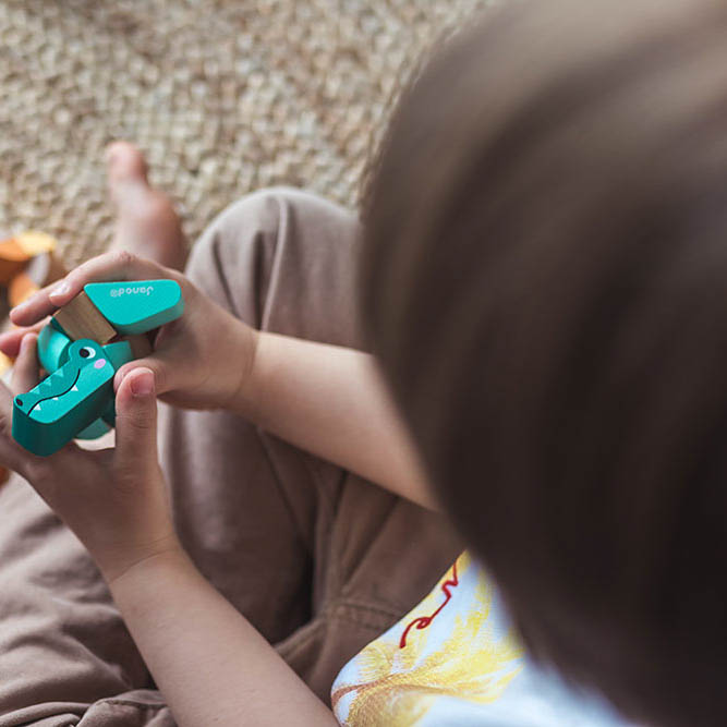 Janod, Drewniana elastyczna układanka Wąż + Krokodyl