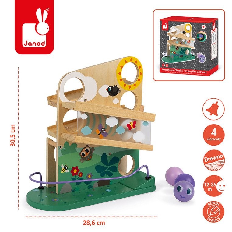 Janod Drewniany Kulodrom Gąsienica 12+ Miesięcy