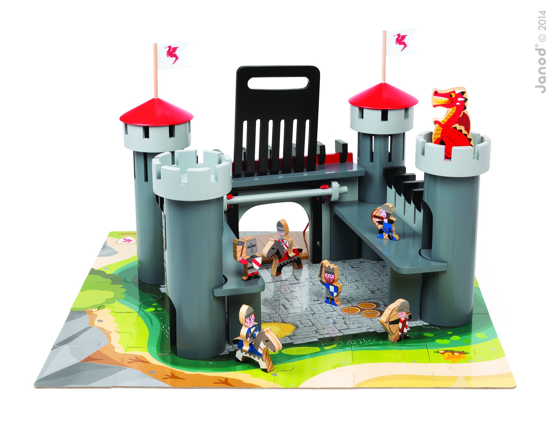 Janod Zamek Rycerski Drewniany z 9 Akcesoriami 3+