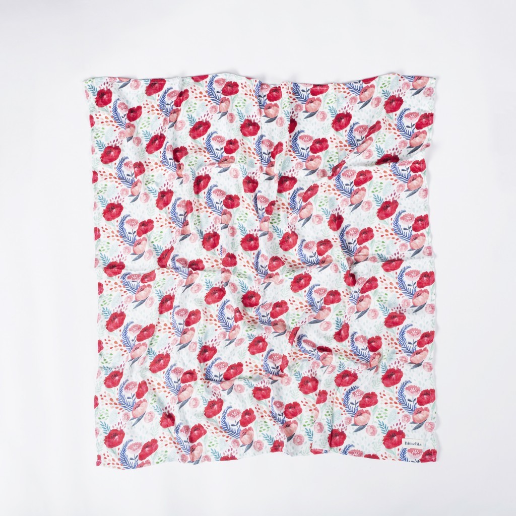 Bimbla Otulacz bambusowy Poppies 100x100cm | Sen