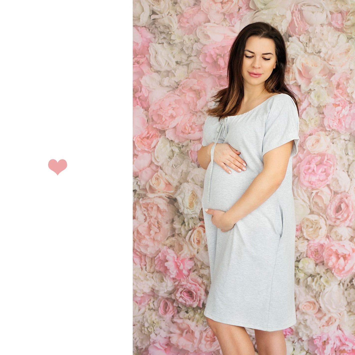 Lullalove Koszula nocna szara - Ciążowa i do karmienia 1+