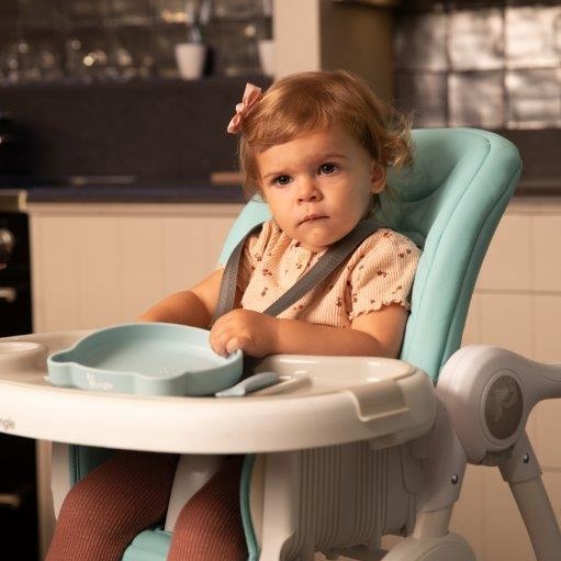 BO JUNGLE Talerzyk Silikonowy Bear z Przyssawką - Blue mint 6m+