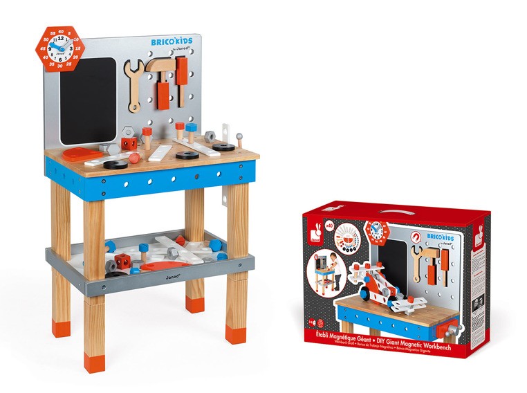 Janod, Stolik warsztatowy z 40 akcesoriami duży Brico ‘Kids