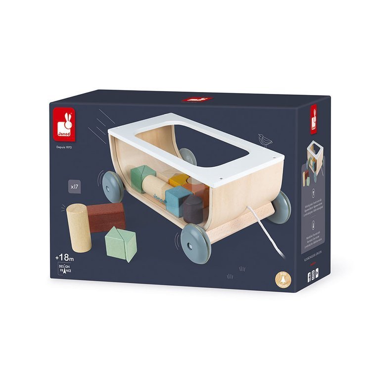 Janod Wózek z Klockami Sweet Cocoon 17el 18m+