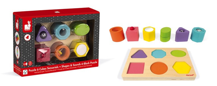 Janod, Układanka drewniana sensoryczna sorter Kształty i dźwięki