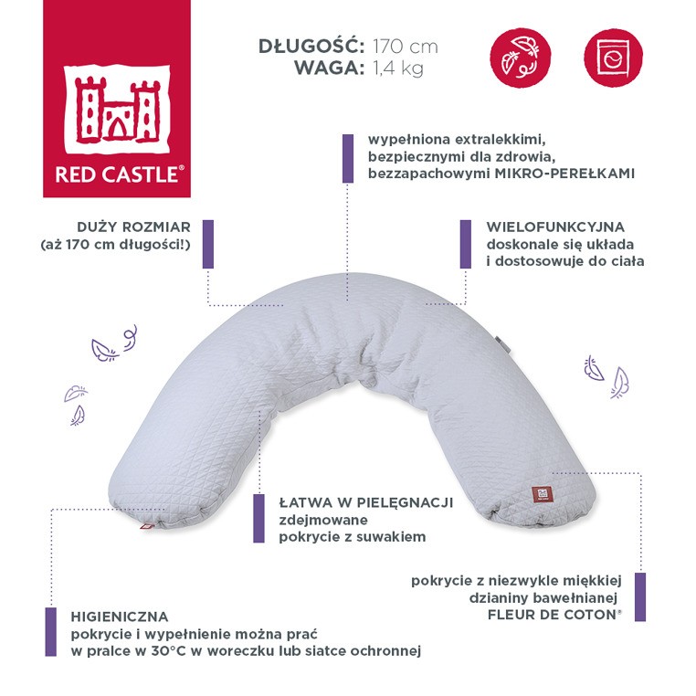 Red Castle Poduszka Rogalowa Big Flopsy Fleur de coton Pearl grey