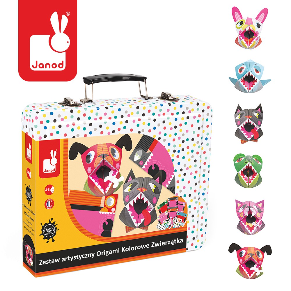 Janod Zestaw Kreatywny Origami Kolorowe Zwierzątka 6+ lat