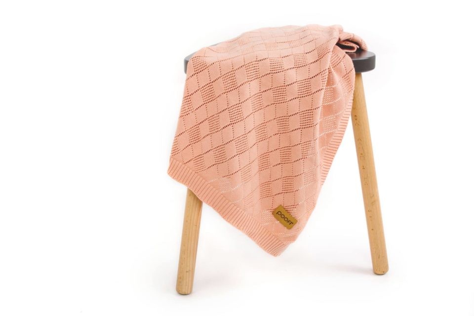 Poofi Kocyk Ażurowy Brzoskwiniowy 75x90cm | Niemowlęta