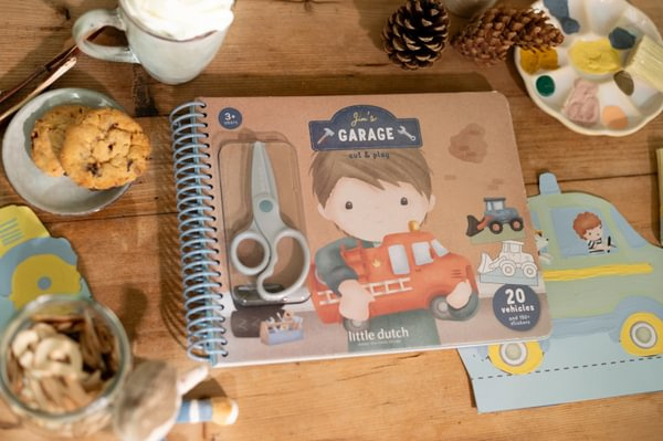 Little Dutch – Kreatywny zeszyt z nożyczkami Jim & Friends – zestaw artystyczny dla dzieci 3+